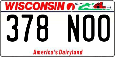 WI license plate 378NOO