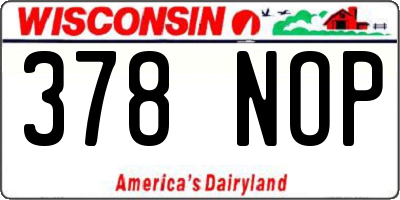 WI license plate 378NOP
