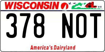 WI license plate 378NOT