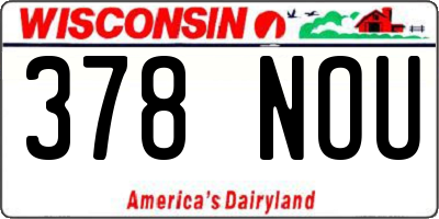 WI license plate 378NOU