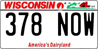 WI license plate 378NOW
