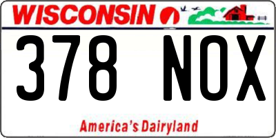 WI license plate 378NOX