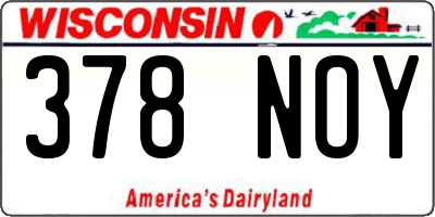 WI license plate 378NOY