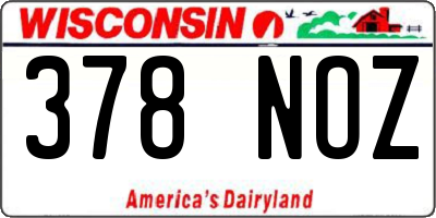 WI license plate 378NOZ