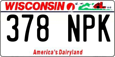 WI license plate 378NPK