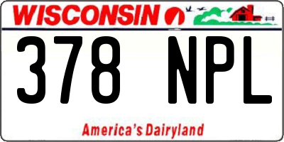 WI license plate 378NPL