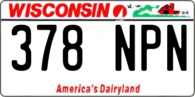 WI license plate 378NPN