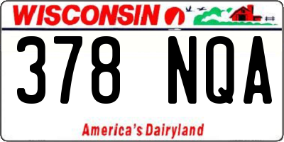 WI license plate 378NQA