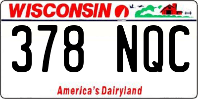 WI license plate 378NQC