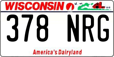 WI license plate 378NRG