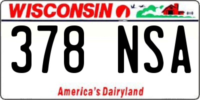 WI license plate 378NSA
