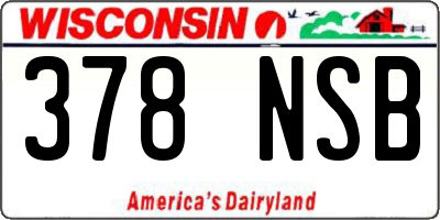 WI license plate 378NSB