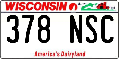 WI license plate 378NSC