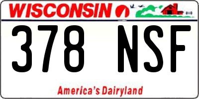 WI license plate 378NSF