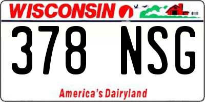 WI license plate 378NSG