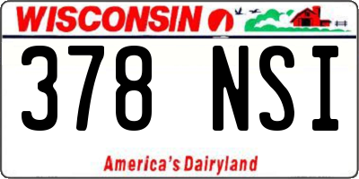 WI license plate 378NSI