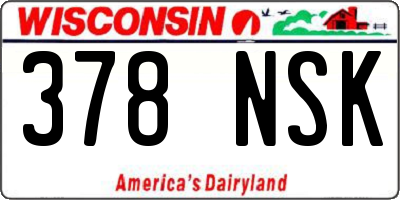 WI license plate 378NSK