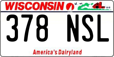WI license plate 378NSL