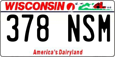 WI license plate 378NSM