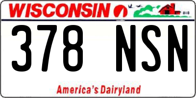 WI license plate 378NSN