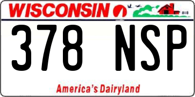 WI license plate 378NSP