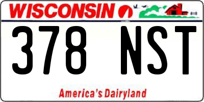 WI license plate 378NST