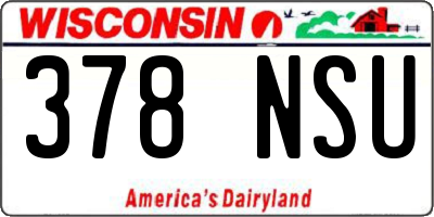 WI license plate 378NSU