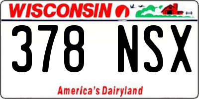 WI license plate 378NSX