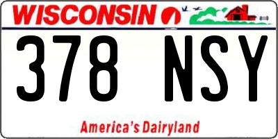 WI license plate 378NSY