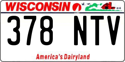 WI license plate 378NTV