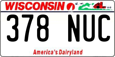 WI license plate 378NUC