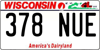 WI license plate 378NUE