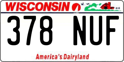WI license plate 378NUF