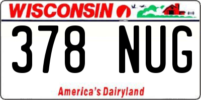 WI license plate 378NUG