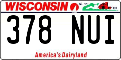 WI license plate 378NUI