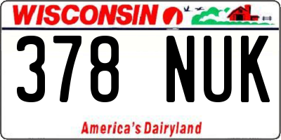 WI license plate 378NUK