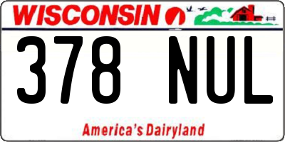 WI license plate 378NUL