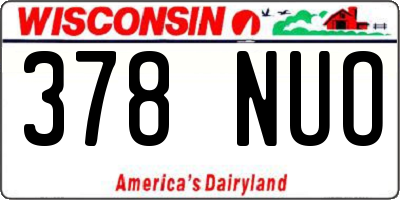WI license plate 378NUO