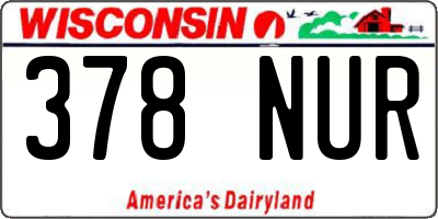 WI license plate 378NUR