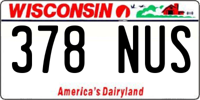 WI license plate 378NUS