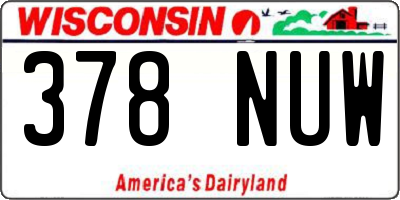WI license plate 378NUW