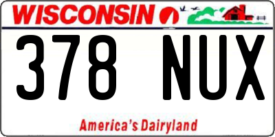 WI license plate 378NUX