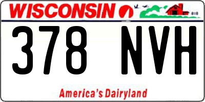 WI license plate 378NVH