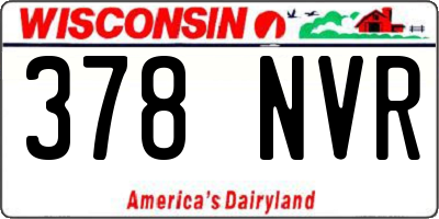 WI license plate 378NVR