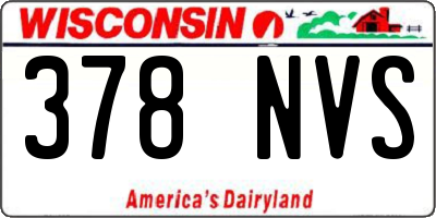 WI license plate 378NVS