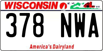 WI license plate 378NWA