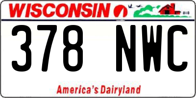 WI license plate 378NWC