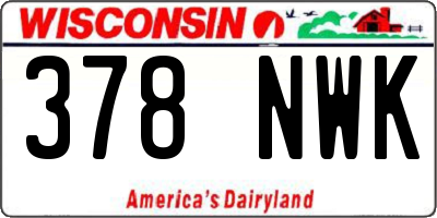 WI license plate 378NWK