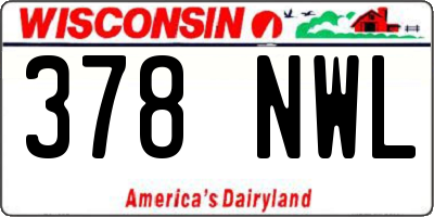 WI license plate 378NWL