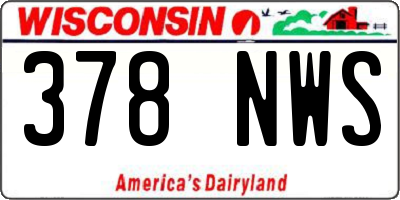 WI license plate 378NWS